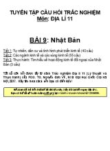 Tuyển tập câu hỏi trắc nghiệm môn Địa lí Lớp 11 - Bài 9 Nhật Bản